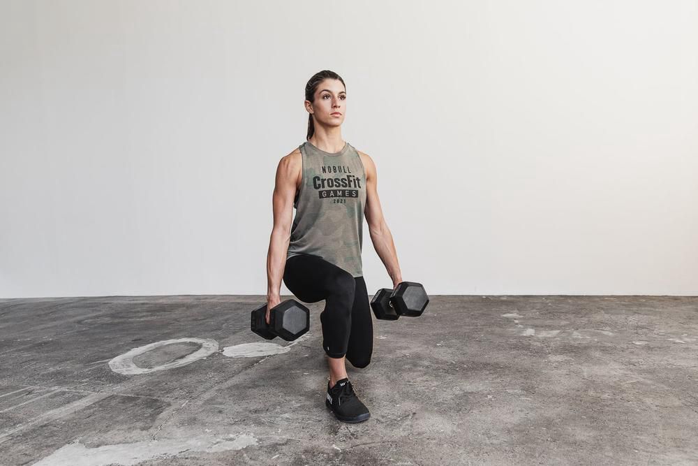 NOBULL Majice Bez Rukava Ženske - Nobull Crossfit Games® 2021 High-Neck Zelene Maskirne (601543-PGM)